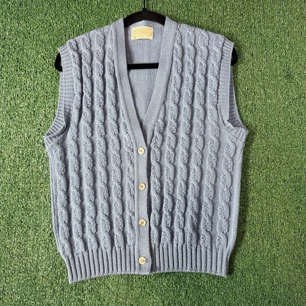 Vintage Pendleton 100% Pure Virgin Wool Cable Knit Button Front Sweater Vest